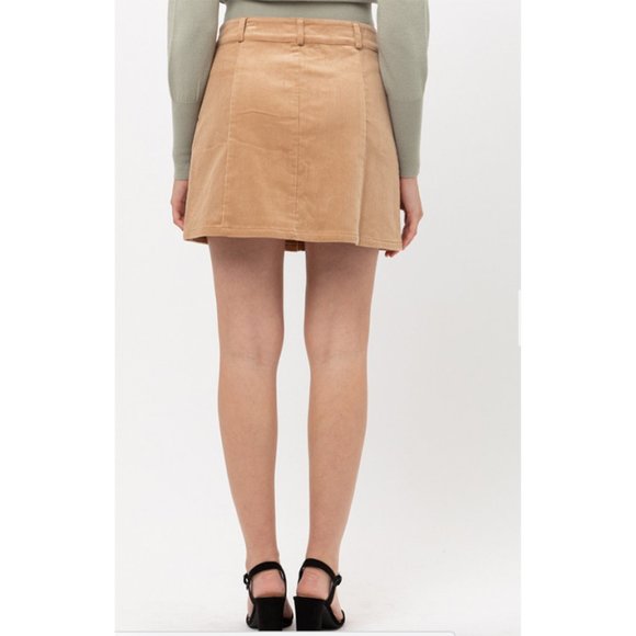 Boho Corduroy Button-Down Mini Skirt {Montrez} - Picture 4 of 4